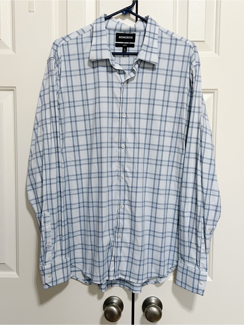 Bonobos Men’s Light Blue Plaid Button-Up Shirt XL Slim Fit Preppy Classic